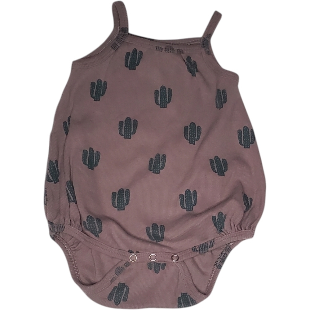 kate quinn Mauve One-Piece Bodysuit with Black Cactus Print